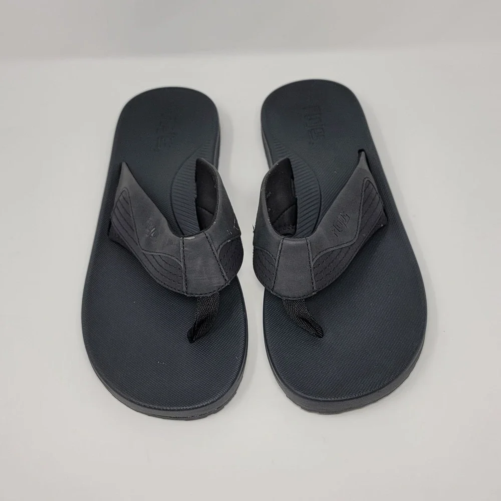 FloJos Flip Flops Sandals Black Artisan Memory Foam Mens Size 12 Slip on Comfort